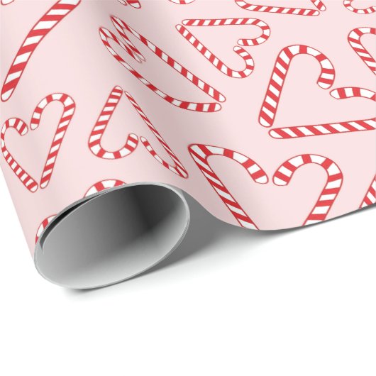 Holiday Candy Cane Hört Weihnachten Rosa Nahtlos Geschenkpapier (Rolleneckpunkt)