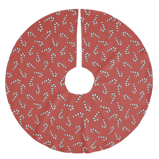 Holiday candy canes Red Tree Skirt Polyester Weihnachtsbaumdecke (Vorderseite)