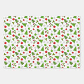 Holiday Candy Canes Snowflakes Holly Stars Doodles Geschenkpapier Set (Vorderseite)