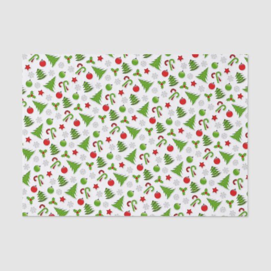 Holiday Candy Canes Snowflakes Holly Stars Doodles Seidenpapier (Vorderseite)