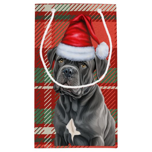 Holiday Cane Corso Festlicher Urlaub Kariert Weihn Kleine Geschenktüte (Rückseite)
