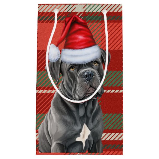 Holiday Cane Corso Festlicher Urlaub Kariert Weihn Kleine Geschenktüte (Vorderseite)