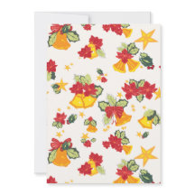 Holiday Card Bells, Poinsettias, Bows und Holly