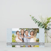 Holiday Card Blau und Grau Feiertagskarte (Stehend Vorderseite)