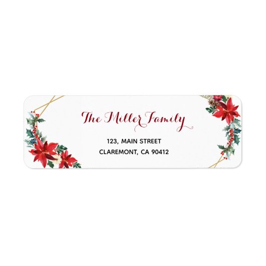 Holiday Card Poinsettia Rücksendeadresse (Vorne)