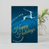 Holiday Card Rentier Blue Folien Feiertagskarte (Stehend vorne)