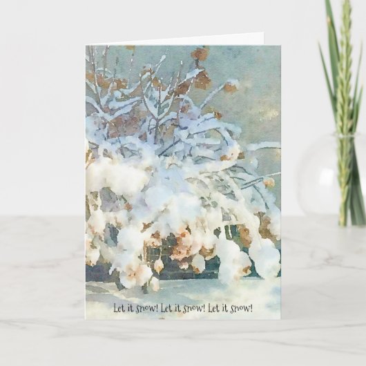 Holiday Card Snow Covered Hydrangea Tree Karte (Vorderseite)