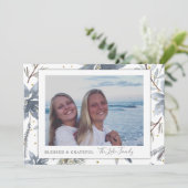 Holiday Cards für Gold und Grau Foto Ankündigung (Stehend Vorderseite)