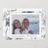 Holiday Cards für Gold und Grau Foto Ankündigung (Vorne/Hinten)