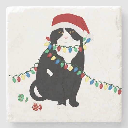 Holiday Cat Stone Untersetzer (Vorderseite)