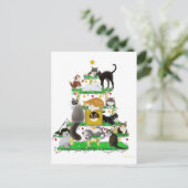 Holiday Cat Tree Anpassbare Postkarte (Stehend Vorderseite)
