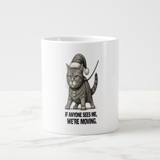 Holiday Cat “We’re Moving" Jumbo-Tasse (Vorderseite)