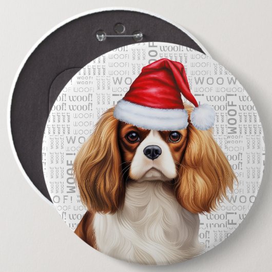 Holiday Cavalier King Charles Dog Woof Hintergrund Button (Vorne & Hinten)