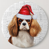 Holiday Cavalier King Charles Dog Woof Hintergrund Button (Vorderseite)