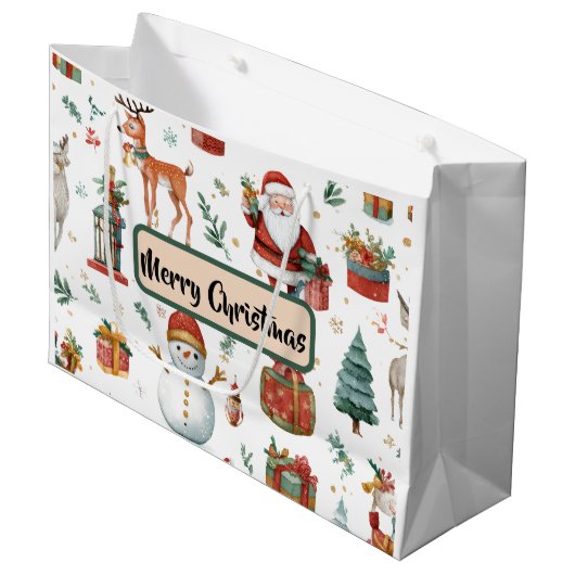 Holiday Celebration Whimsical Gift Bag Große Geschenktüte (Vorderseite Schrägansicht)