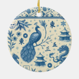 Holiday Ceramic Mahjong Toile Ornament