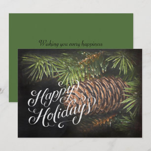 Holiday Chalk Gezeichnet Pinecone und Pine Needles Feiertagskarte