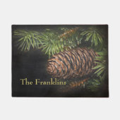 Holiday Chalk Gezeichnet Pinecone und Pine Needles Fußmatte (Vorderseite)