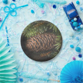 Holiday Chalk Gezeichnet Pinecone und Pine Needles Pappteller (Party)