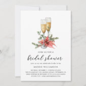 Holiday Champagne Poinsettia Brautparty Einladung (Vorderseite)