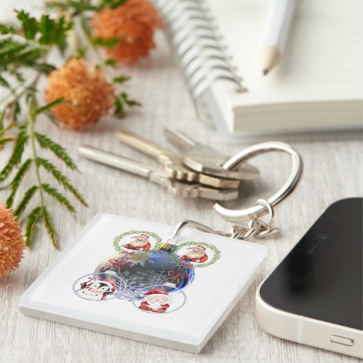 Holiday Characters on a Snowflake Ornament Schlüsselanhänger (Vorderseite rechts)