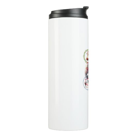 Holiday Characters on a Snowflake Ornament Thermosbecher (Nach links gedreht)