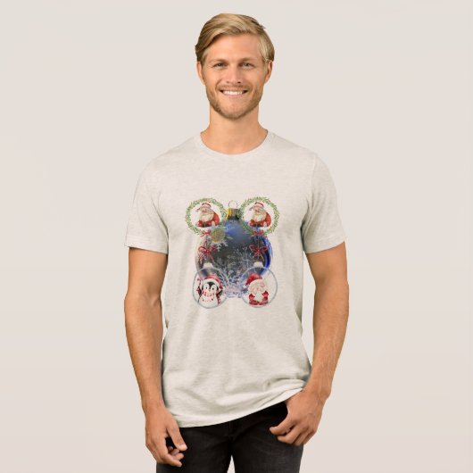 Holiday Characters on a Snowflake Ornament Tri-Blend Shirt (Vorderseite voll)
