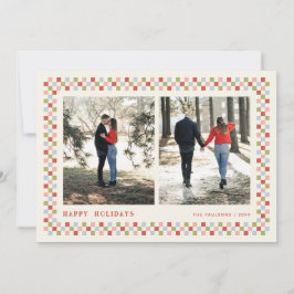 Holiday Checkerboard Holiday Foto Card - Rot Feiertagskarte