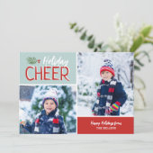 Holiday Cheer 2 Foto Collage Feiertagskarte (Stehend Vorderseite)