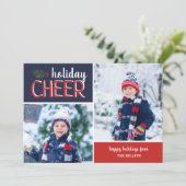 Holiday Cheer 2 Foto Collage Feiertagskarte (Stehend Vorderseite)