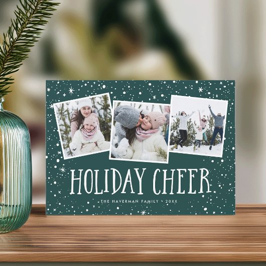 Holiday Cheer | 3 Foto Collage Urlaubskarte Feiertagskarte