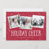 Holiday Cheer | 3 FotoCollage Feiertagskarte (Vorderseite)