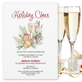 Holiday Cheer Baubles und Champagne Holiday Party Einladung