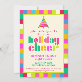 Holiday Cheer Bright Modern Rainbow Stripes Party Einladung