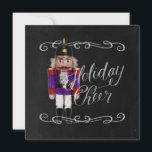 Holiday Cheer Chalkboard Lila und Red Nutcracker Feiertagskarte<br><div class="desc">Unterkunft thematisch von Umua entworfen. Gedruckt und ausgeliefert von Zazzle oder ihren Partnern.</div>