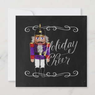 Holiday Cheer Chalkboard Lila und Red Nutcracker Feiertagskarte