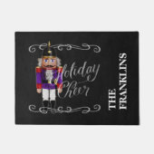 Holiday Cheer Chalkboard Lila und Red Nutcracker Fußmatte (Vorderseite)