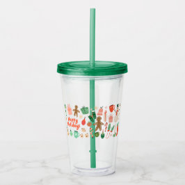 Holiday Cheer Clear Tumbler mit Stroh Acryltrinkbecher