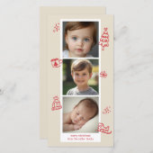 Holiday Cheer Foto Strip Feiertagskarte (Vorne/Hinten)