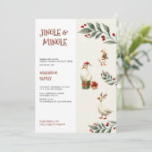 Holiday cheer Geese Jingle Mingle Party Einladung (Stehend Vorderseite)