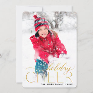 Holiday Cheer Gold Foto Card Feiertagskarte