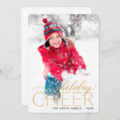 Holiday Cheer Gold Foto Card Feiertagskarte (Vorne/Hinten)
