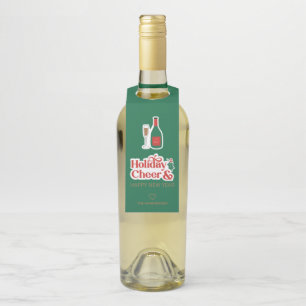 Holiday Cheer & Happy New Year Bottle Hanger Tag Flaschenanhänger