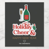 Holiday Cheer & Happy New Year Weinetikett (Einzelnes Label)