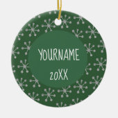 Holiday Cheer Hunter Green Snowflake Keramik Ornament (Vorne)