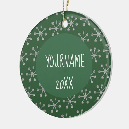 Holiday Cheer Hunter Green Snowflake Keramik Ornament (Links)
