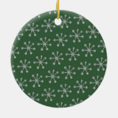 Holiday Cheer Hunter Green Snowflake Keramik Ornament (Hinten)