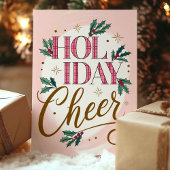 Holiday Cheer Kariert und Holly Weihnachtskarte Feiertagskarte