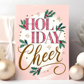 Holiday Cheer Kariert und Holly Weihnachtskarte Feiertagskarte