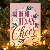 Holiday Cheer Kariert und Holly Weihnachtskarte Feiertagskarte